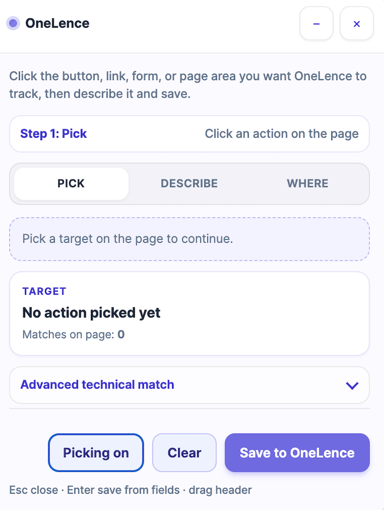 Placeholder screenshot of the picker panel in Step 1