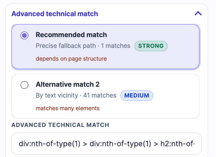 Placeholder screenshot of advanced technical match