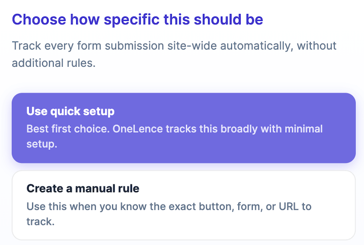Placeholder screenshot of the specificity choice modal