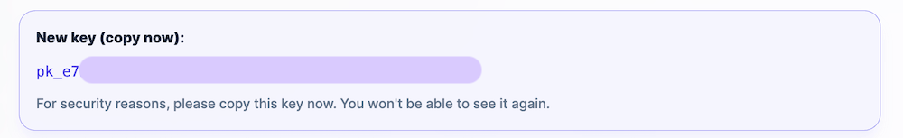 Copy the new generated API key